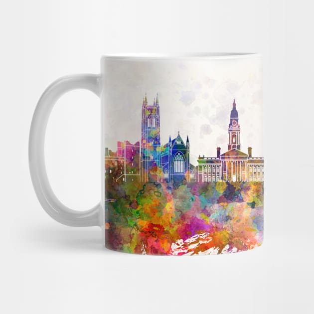 Bolton skyline in watercolor background by PaulrommerArt